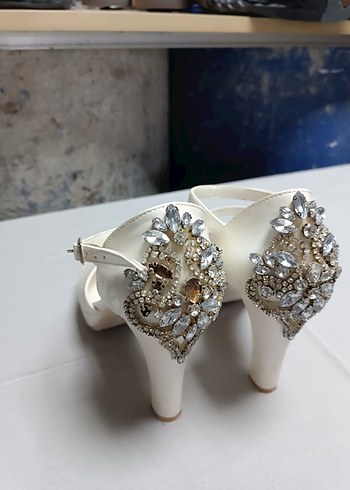 Diger Beyaz Platform Topuklu Kadın Abiye Ayakkabı - Görsel 2