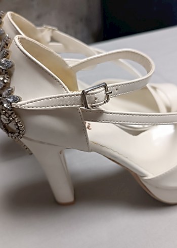 Diger Beyaz Platform Topuklu Kadın Abiye Ayakkabı - Görsel 3