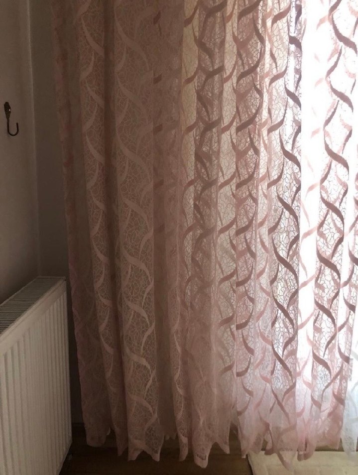 Desenli Çağdaş Perde iki adet fon perde
Pudra tonu renk - Görsel 2