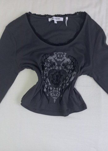 Y2k grunge tarzı gri bluz - Görsel 2