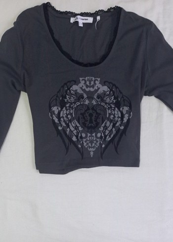 Y2k grunge tarzı gri bluz - Görsel 3