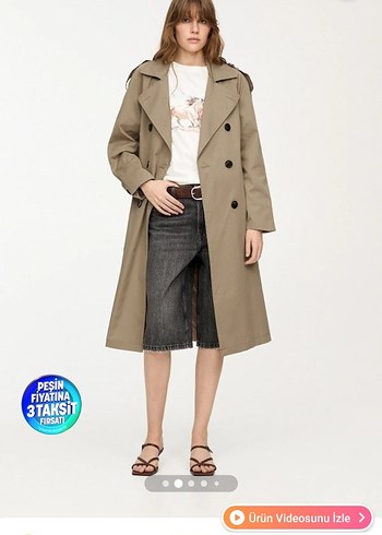 Bej Uzun Kadın Trençkot - Görsel 5