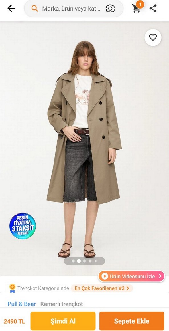 Bej Uzun Kadın Trençkot - Görsel 5