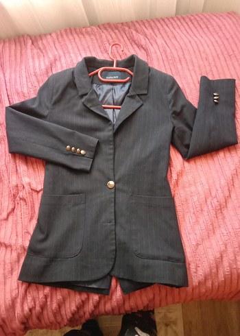 Düğmeli lacivert Kadın Blazer Ceket