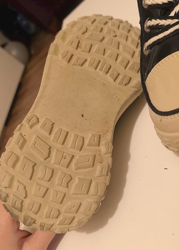 Bej Siyah Platform Topuklu Bağcıklı Kadın Spor Ayakkabı - Görsel 3