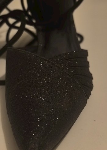 Siyah Bağcıklı Stiletto Topuklu Kadın Ayakkabı - Görsel 2