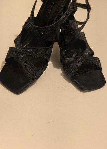 Siyah Tokalı Stiletto Kadın Abiye Ayakkabı - Görsel 2