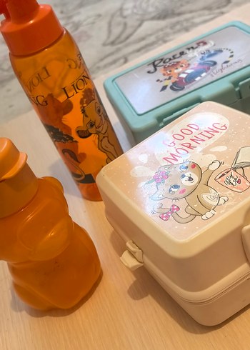 Çocuklar için renkli beslenme kutuları ve suluk - Görsel 2