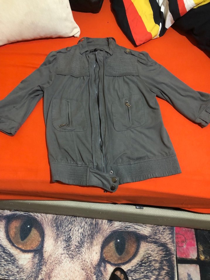 Gri Midi Boy Düğmeli Kadın Ceket - Görsel 5