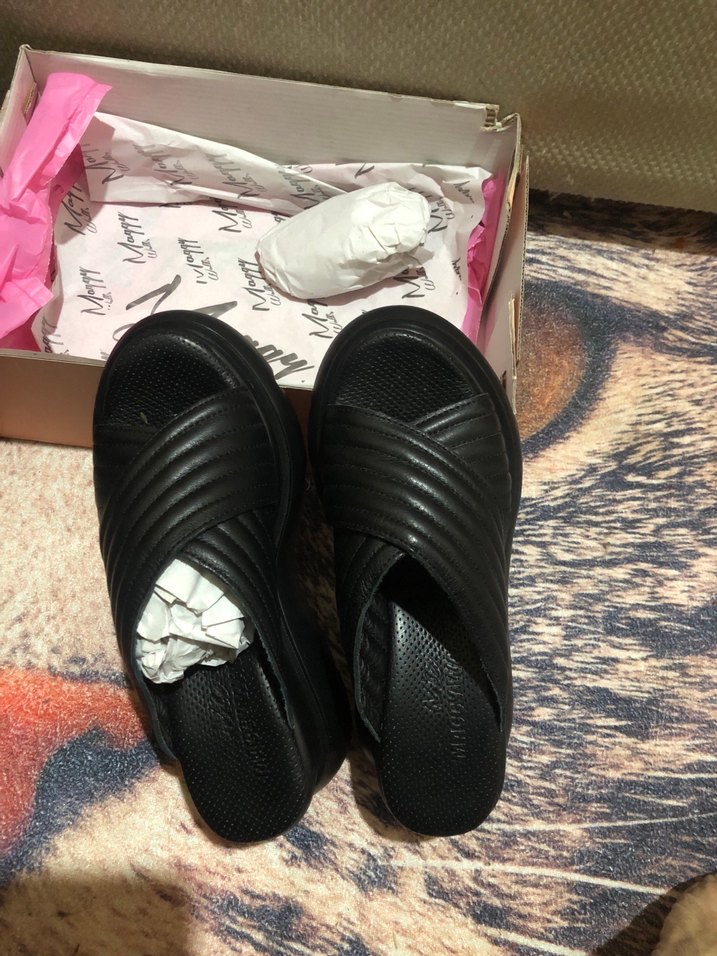 Hakiki deri  Kadın Dolgu Topuklu terlik sıfır kutusunda - Görsel 2