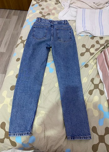 Düğmeli Mavi Kadın Denim Pantolon - Görsel 3