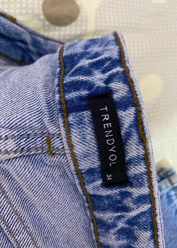 Düğmeli Mavi Kadın Denim Pantolon - Görsel 4