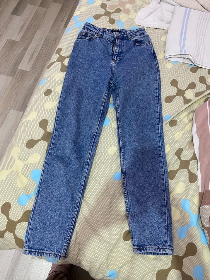 Düğmeli Mavi Kadın Denim Pantolon - Görsel 2
