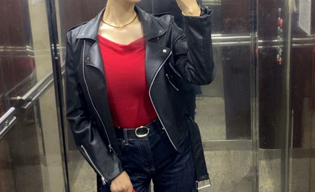 Zincir Detaylı Siyah Deri Ceket - Görsel 5