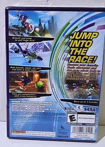 Xbox XBOX 360 SONIC FREE RIDERS OYUNU PLASTIK KUTULUDUR VE İÇ KİTAPÇI