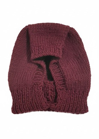 Bordo Örgü Balaclava - Görsel 3