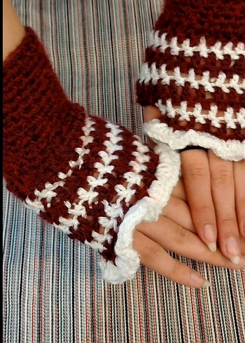 Vintage Bohem fırfırlı kadın eldiveni - Görsel 2