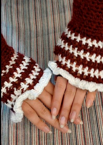 Vintage Bohem fırfırlı kadın eldiveni - Görsel 3