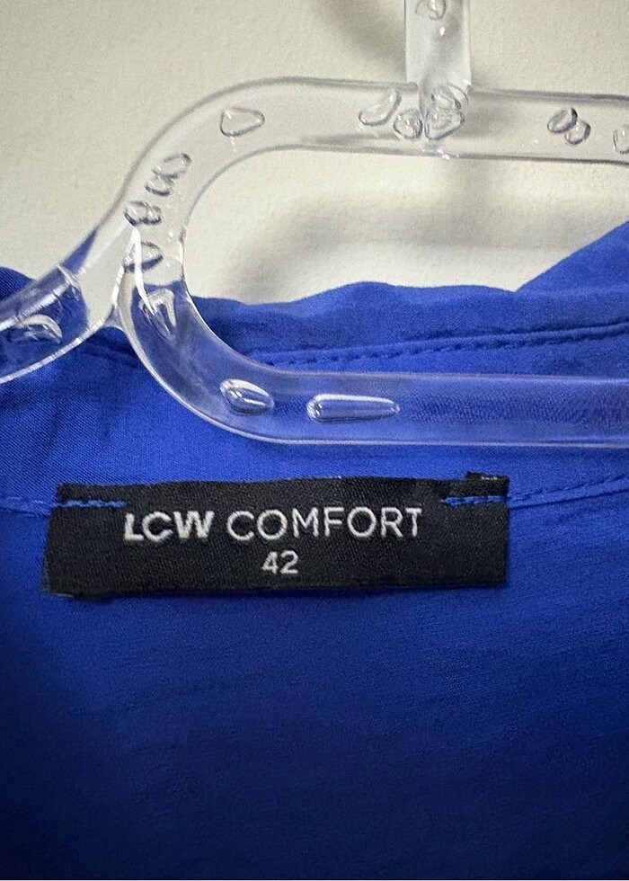 Mavi Düz Oversize Hamile Gömlek - Görsel 3