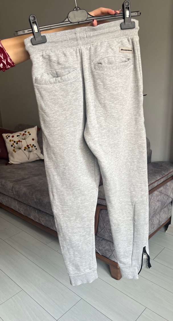 Erkek Gri Fermuarlı Rahat Eşofman Altı - Görsel 2