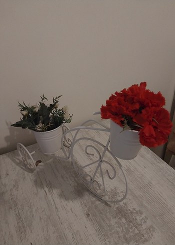 Ikea Beyaz Dekoratif Metal Bisiklet Saksılık