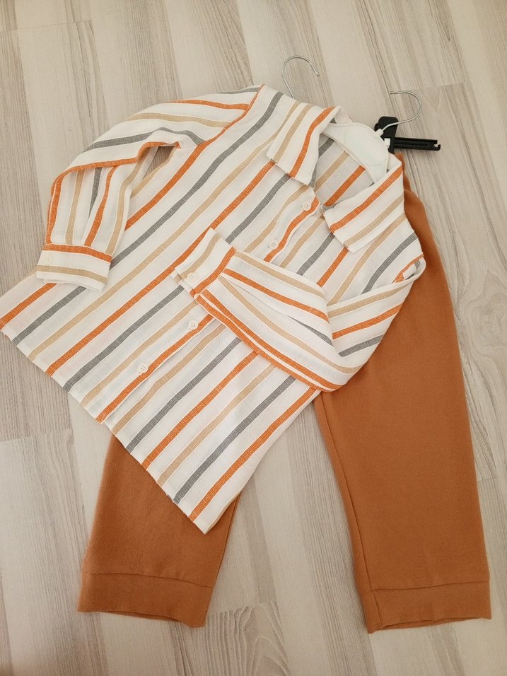 1-5 yaş Erkek çocuk Uzun Kollu Çizgili Takım - Görsel 2