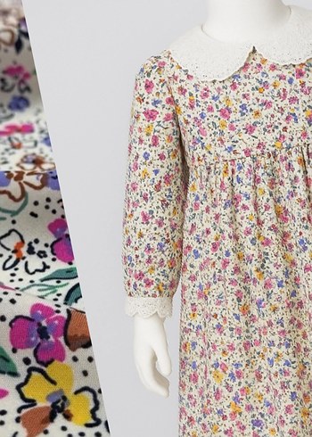 Kız Çocuk Çiçekli Pamuklu viskon  Elbise 1-5 yaş - Görsel 2