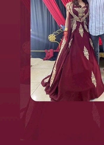 36 Beden Bordo Uzun Kolsuz Nakışlı Kadın Hint Elbisesi