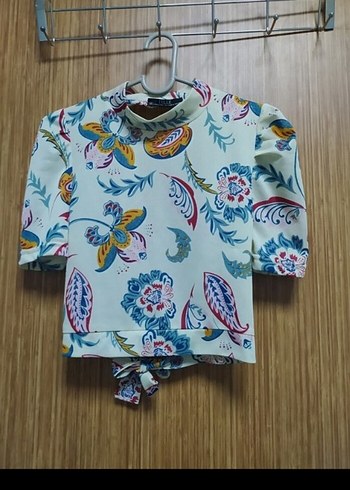 Baskılı Bohem Mini Bluz Bağlamalı