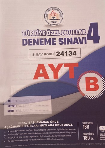 Beden Türkiye Geneli TYT ve AYT Deneme Sınavları Kitapçıkları