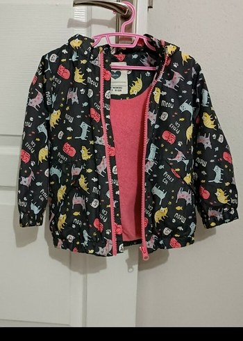 Kapüşonlu Kız Çocuk Kedili Polarlı Yağmurluk - Görsel 6