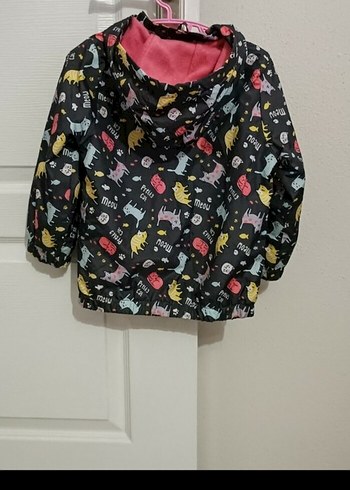 Kapüşonlu Kız Çocuk Kedili Polarlı Yağmurluk - Görsel 5