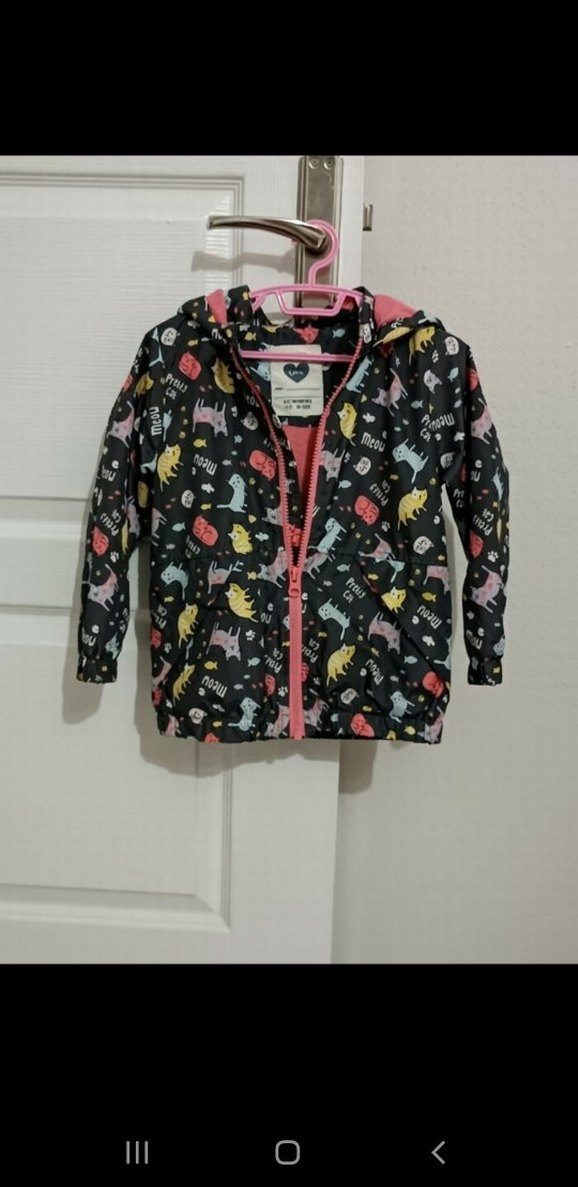 Kapüşonlu Kız Çocuk Kedili Polarlı Yağmurluk - Görsel 4