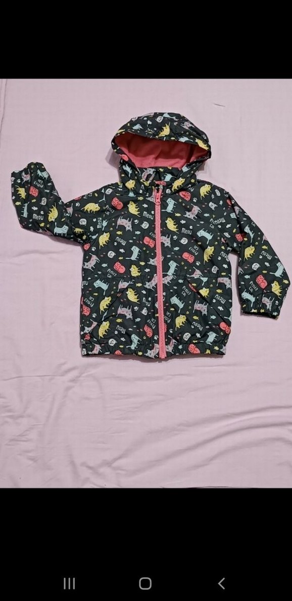 Kapüşonlu Kız Çocuk Kedili Polarlı Yağmurluk - Görsel 2