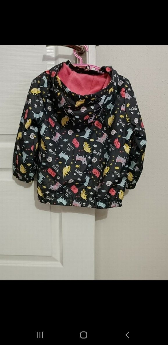 Kapüşonlu Kız Çocuk Kedili Polarlı Yağmurluk - Görsel 5