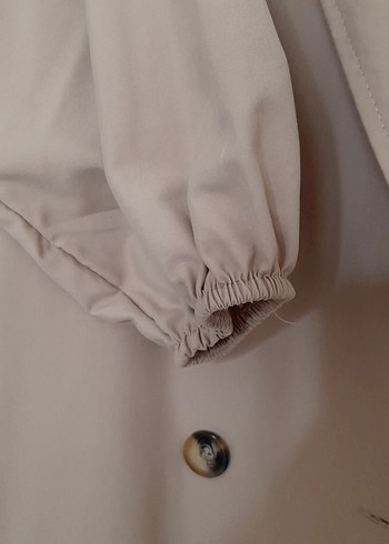 Bej Uzun Keten Kadın Trençkot - Görsel 7