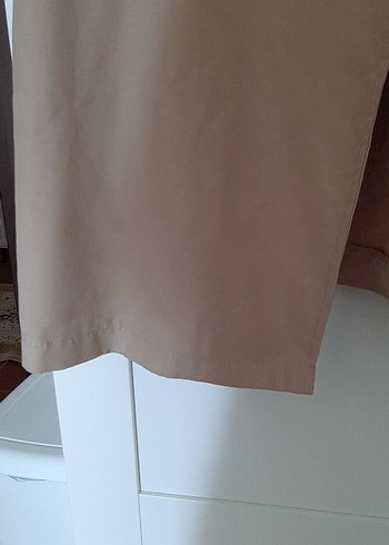 Bej Uzun Keten Kadın Trençkot - Görsel 6