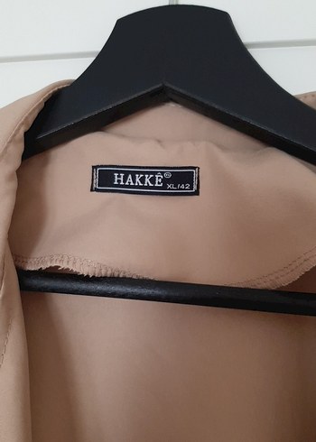 Bej Uzun Keten Kadın Trençkot - Görsel 4