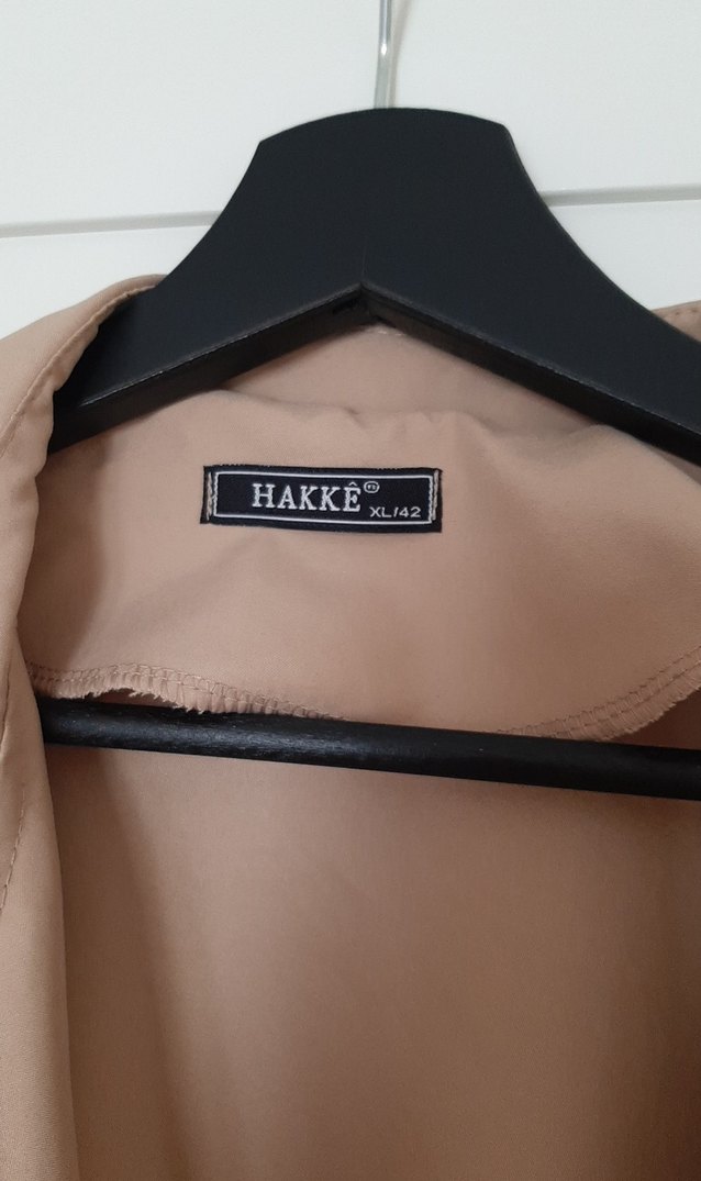 Bej Uzun Keten Kadın Trençkot - Görsel 4