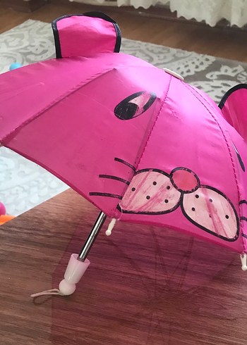 Pembe Kedi Desenli Çocuk Şemsiye - Görsel 3