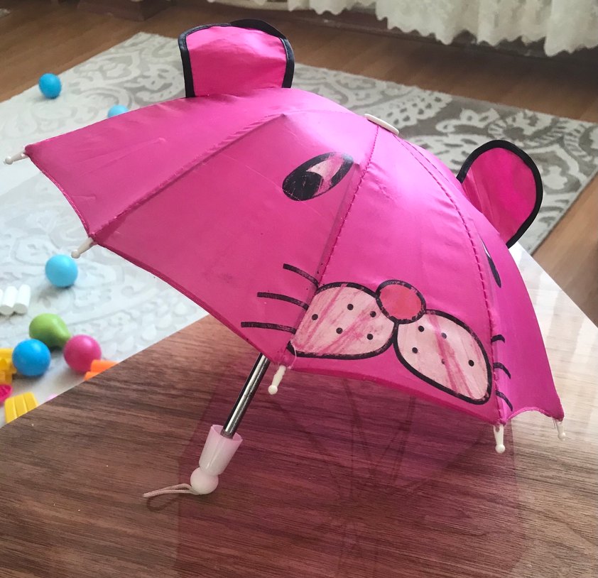 Pembe Kedi Desenli Çocuk Şemsiye - Görsel 3