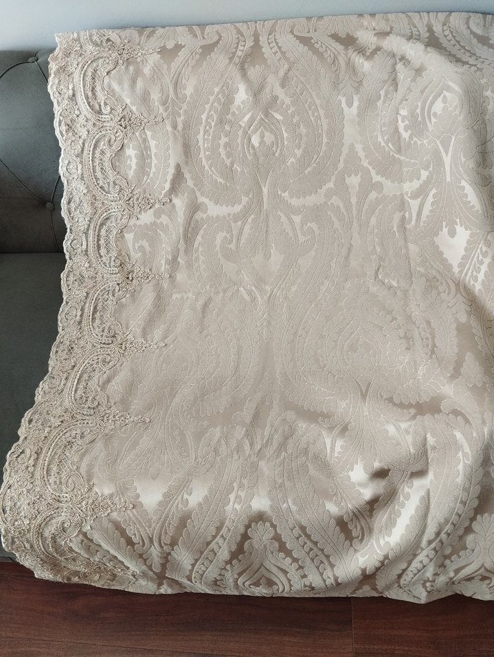 İşlemeli Bej Pike ve Çarşaf Seti - Görsel 3