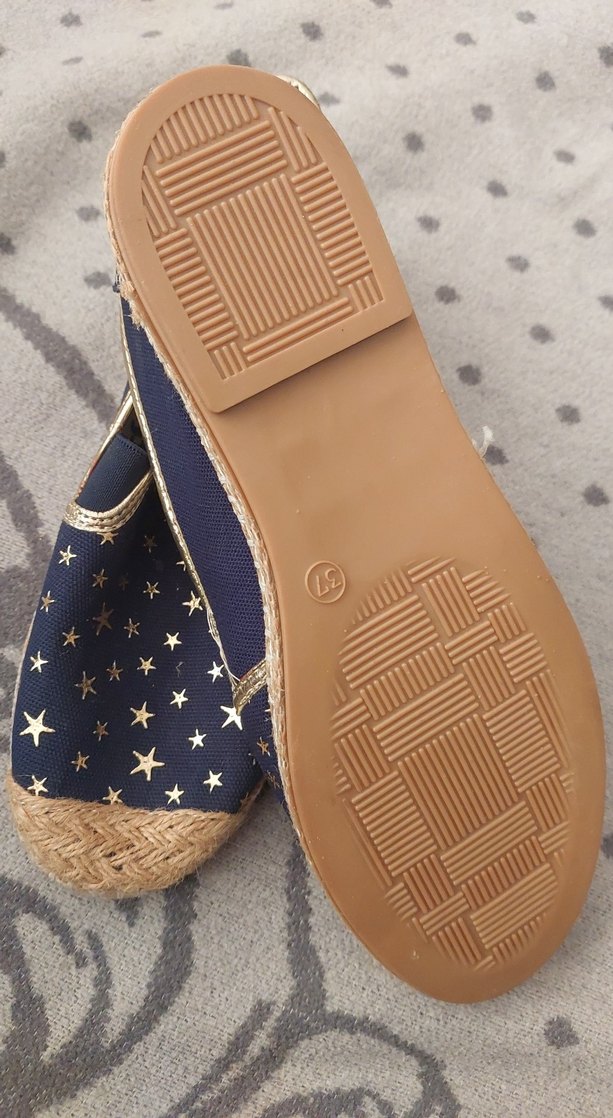 Koyu Mavi Nakışlı Kadın Dolgu Topuk Espadril - Görsel 2