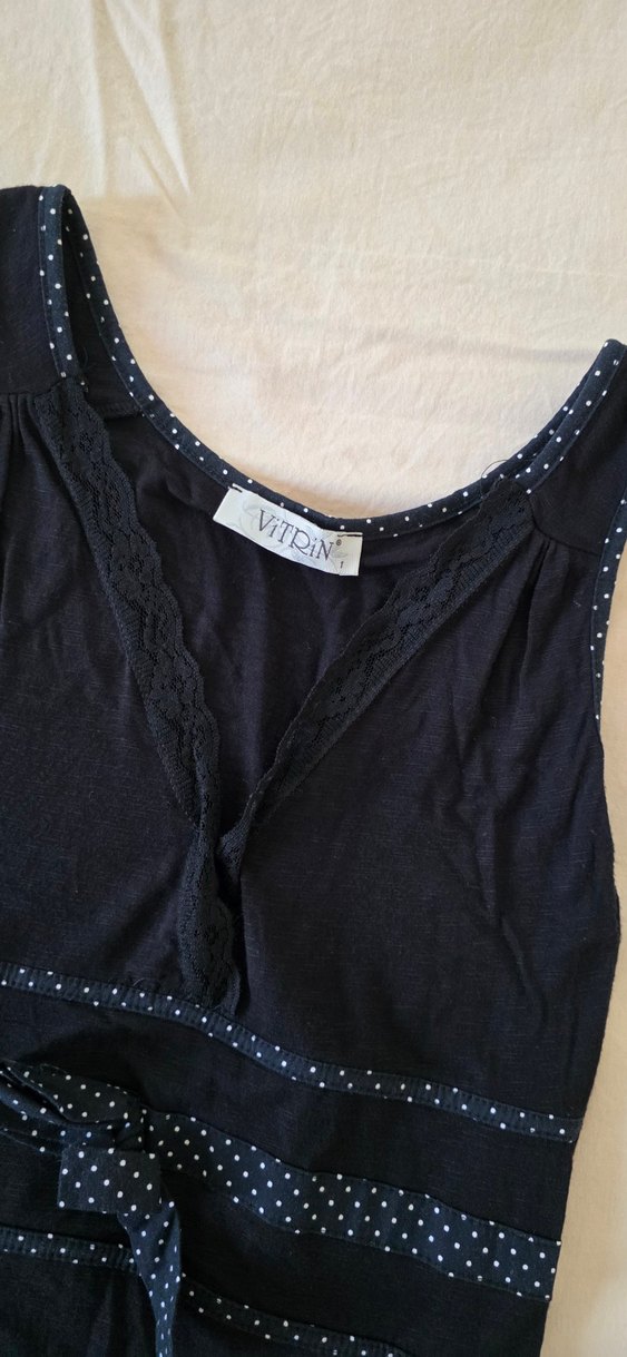 Siyah V Yakalı Hamile ve Emzirme Gecelik - Görsel 2