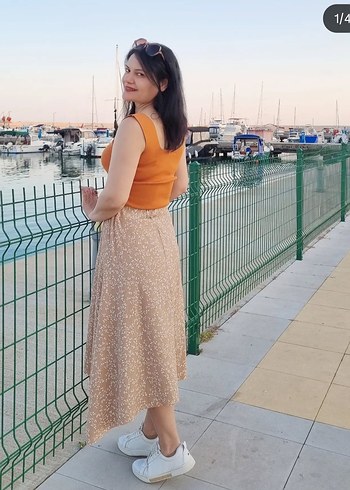 Trendyol & Milla Turuncu midi etek