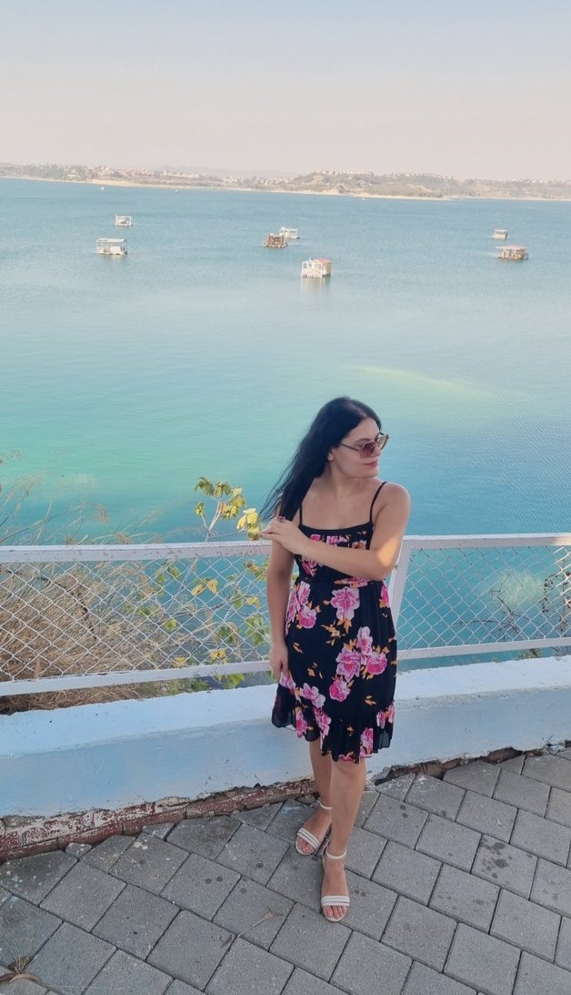 Pembe Pastel Desenli Midi Bohem Elbise - Görsel 3