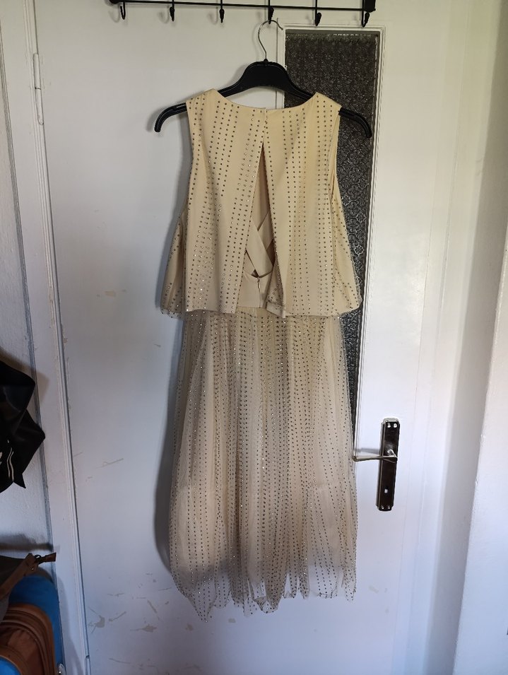 Bej Midi Boy Bohem Parti Elbisesi - Görsel 2