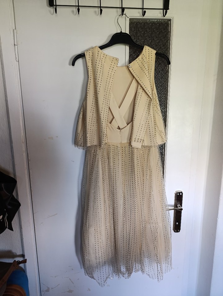 Bej Midi Boy Bohem Parti Elbisesi - Görsel 3