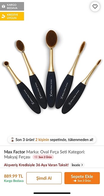 Maxfactor makyaj oval fırça seti