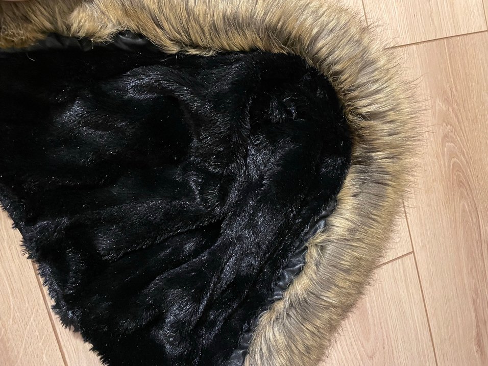 Jument marka Uzun Siyah Deri Kadın Ceket Kürklü Kapüşonlu - Görsel 5